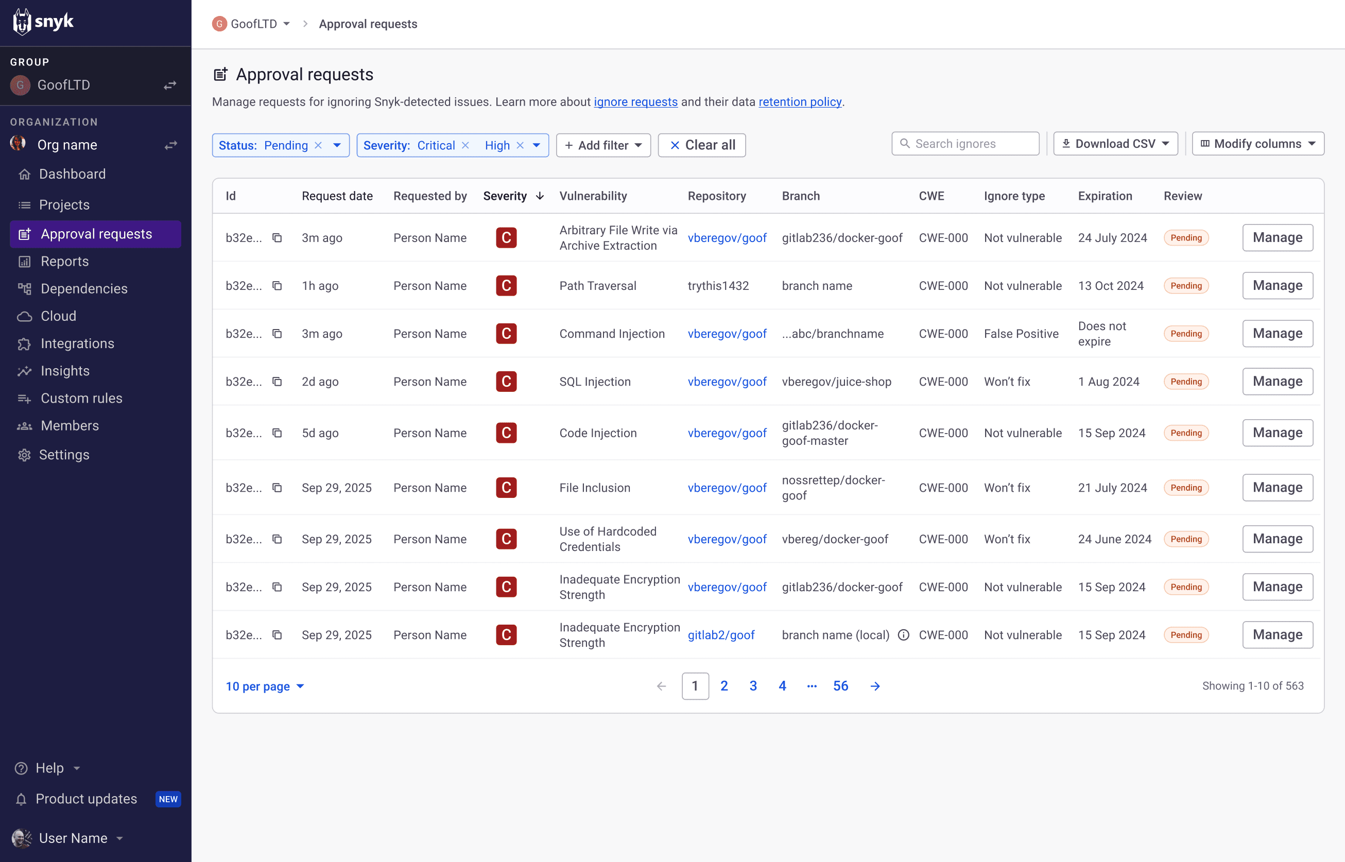 Updated ignore request list design