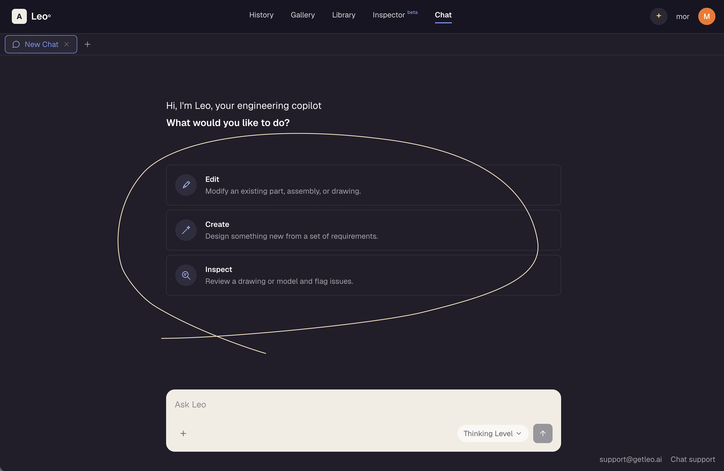 Redesigned empty state with Edit, Create and Inspect options